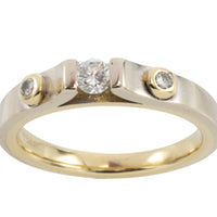 Yellow and white gold three stone diamond ring-wedding rings-The Antique Ring Shop