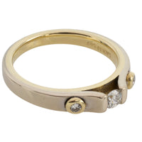 Yellow and white gold three stone diamond ring-wedding rings-The Antique Ring Shop