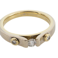 Yellow and white gold three stone diamond ring-wedding rings-The Antique Ring Shop