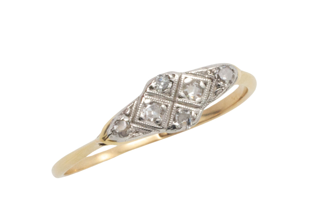 Vintage platinum and gold diamond ring-Vintage Rings-The Antique Ring Shop