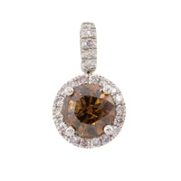 Brown diamond pendant in white gold-Pendants-The Antique Ring Shop