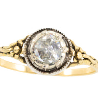 Rose diamond solitaire ring in silver and gold-Antique rings-The Antique Ring Shop