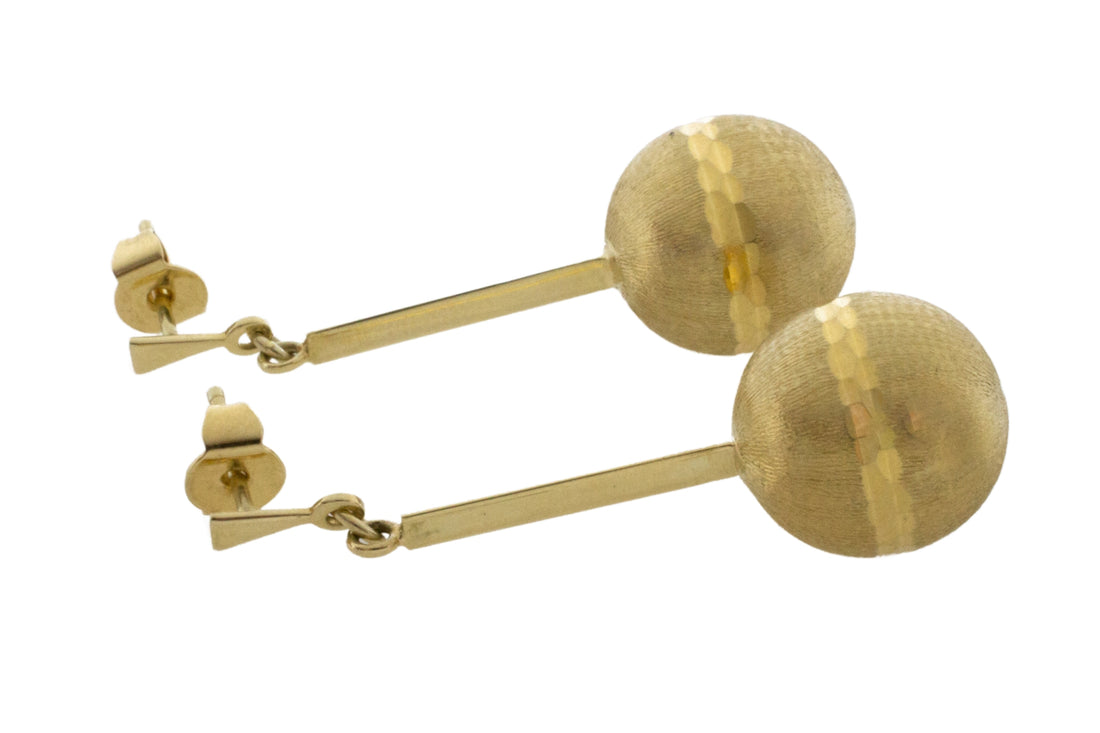 Pendant sphere earrings in 14 carat gold-Earrings-The Antique Ring Shop