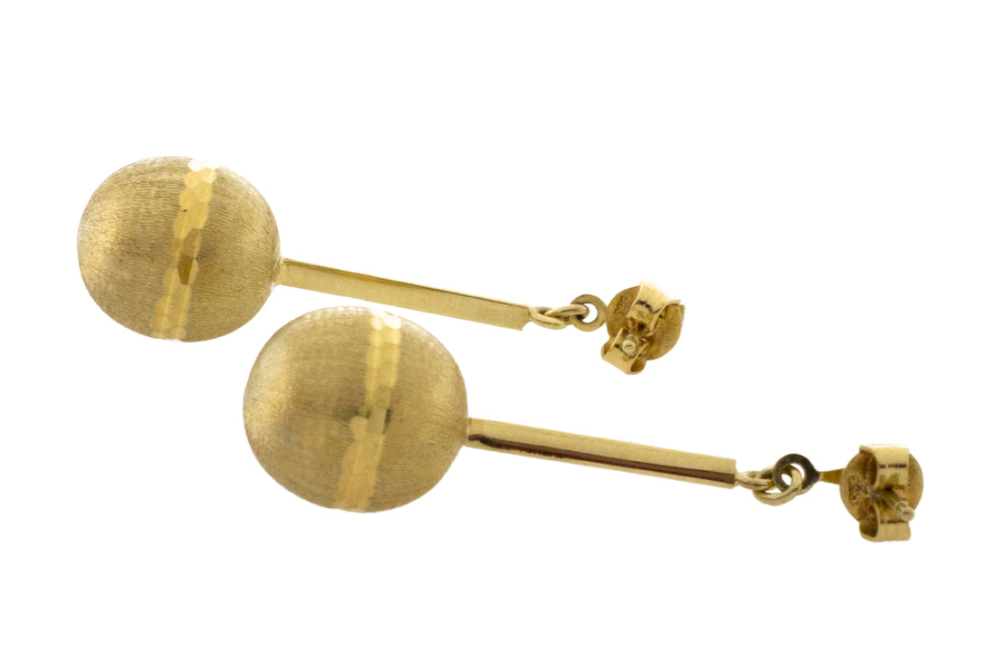 Pendant sphere earrings in 14 carat gold-Earrings-The Antique Ring Shop
