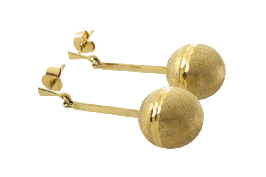 Pendant sphere earrings in 14 carat gold-Earrings-The Antique Ring Shop