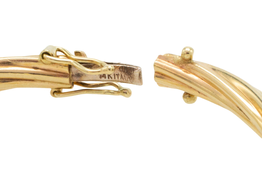 Vintage rope pattern hinged bracelet in 14 carat gold-Bracelets-The Antique Ring Shop