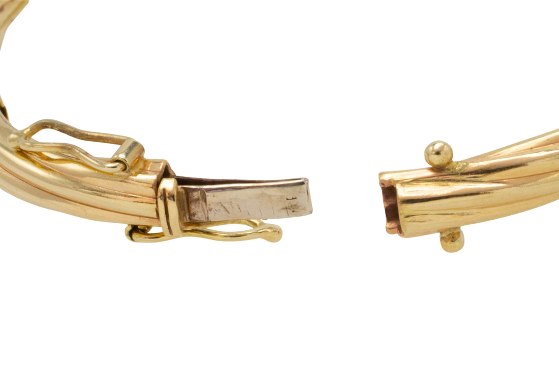 Vintage rope pattern hinged bracelet in 14 carat gold-Bracelets-The Antique Ring Shop