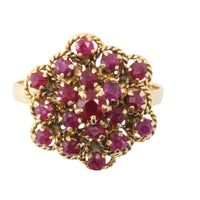 Ruby cluster ring in 18 carat gold-Vintage Rings-The Antique Ring Shop