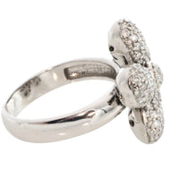 White gold flower ring with diamonds-Vintage Rings-The Antique Ring Shop