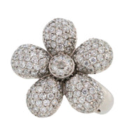 White gold flower ring with diamonds-Vintage Rings-The Antique Ring Shop