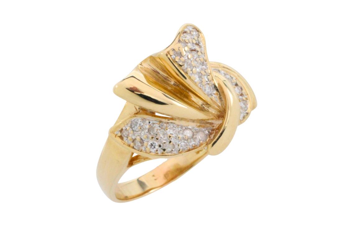Diamond bow ring in 14 carat gold-Vintage Rings-The Antique Ring Shop