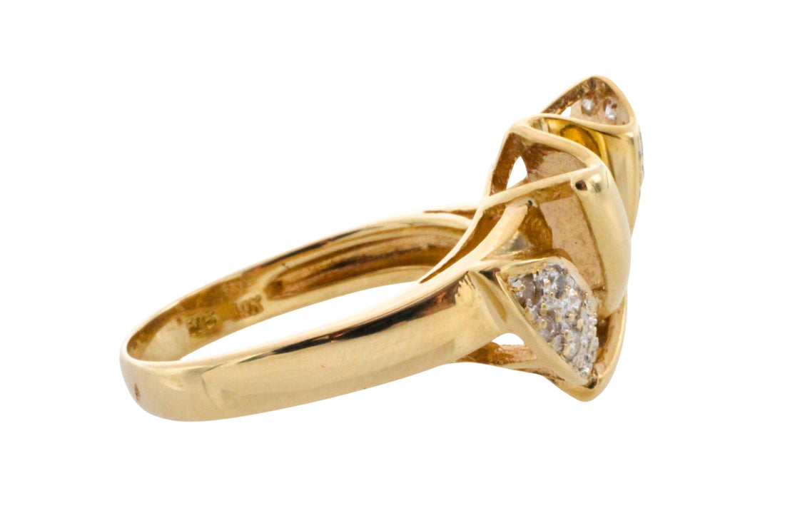 Diamond bow ring in 14 carat gold-Vintage Rings-The Antique Ring Shop