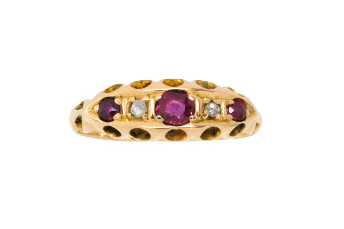 Edwardian period ruby and rose diamond ring-Antique rings-The Antique Ring Shop
