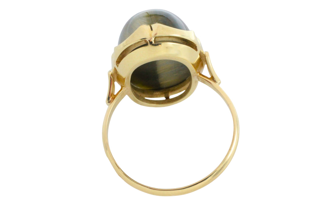 Tigers eye ring in 14 carat gold-The Antique Ring Shop
