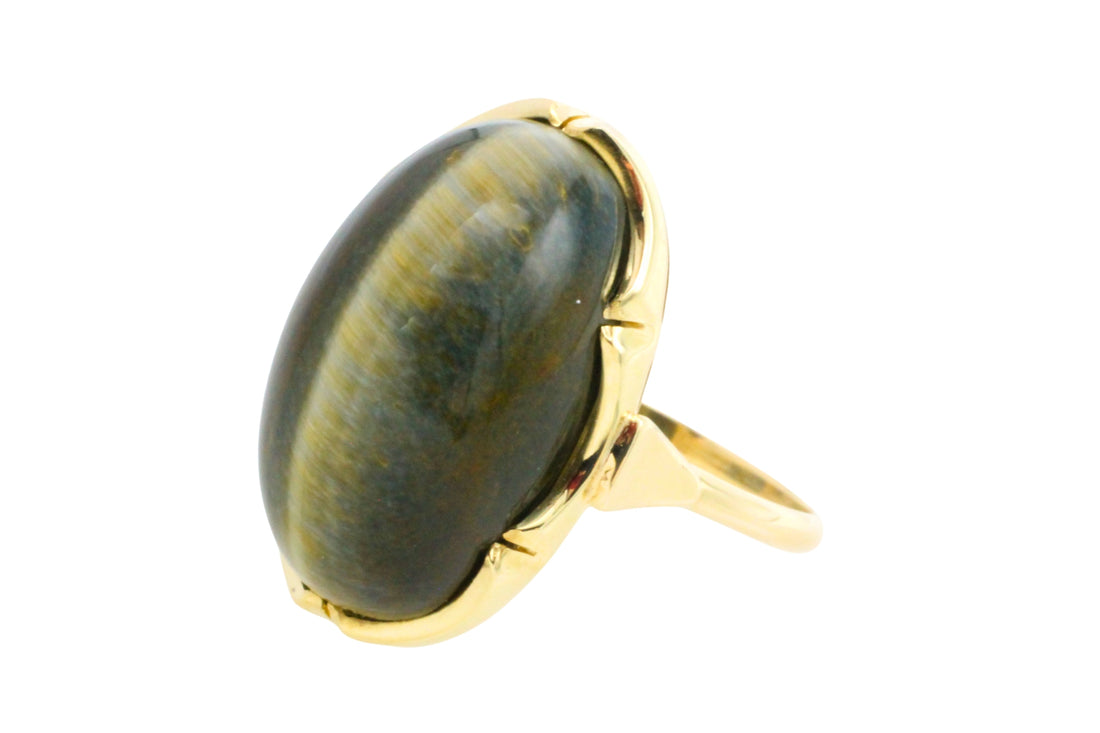 Tigers eye ring in 14 carat gold-The Antique Ring Shop