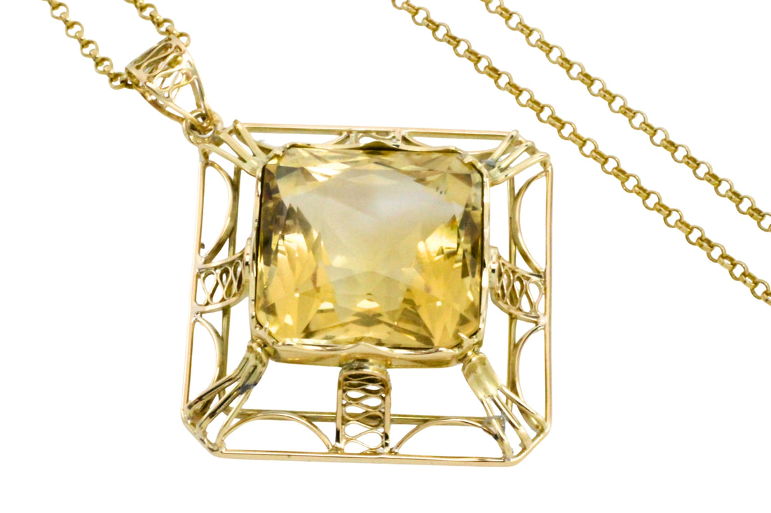 Vintage citrine pendant in 14 carat gold