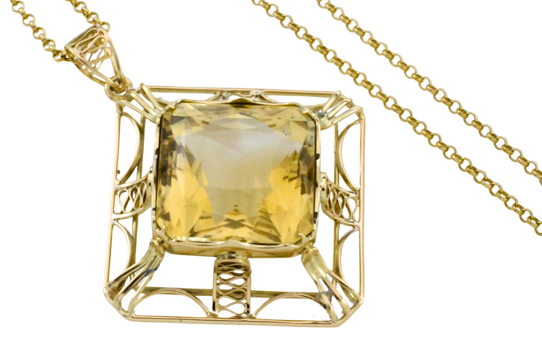Vintage citrine pendant in 14 carat gold