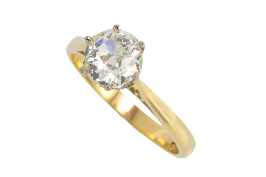 1.40 carat Old Mine cut diamond solitaire ring-engagement rings-The Antique Ring Shop