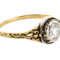 Rose diamond solitaire ring in silver and gold-Antique rings-The Antique Ring Shop