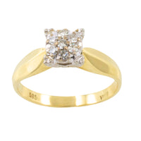 14 carat gold solitaire style ring with diamonds-engagement rings-The Antique Ring Shop