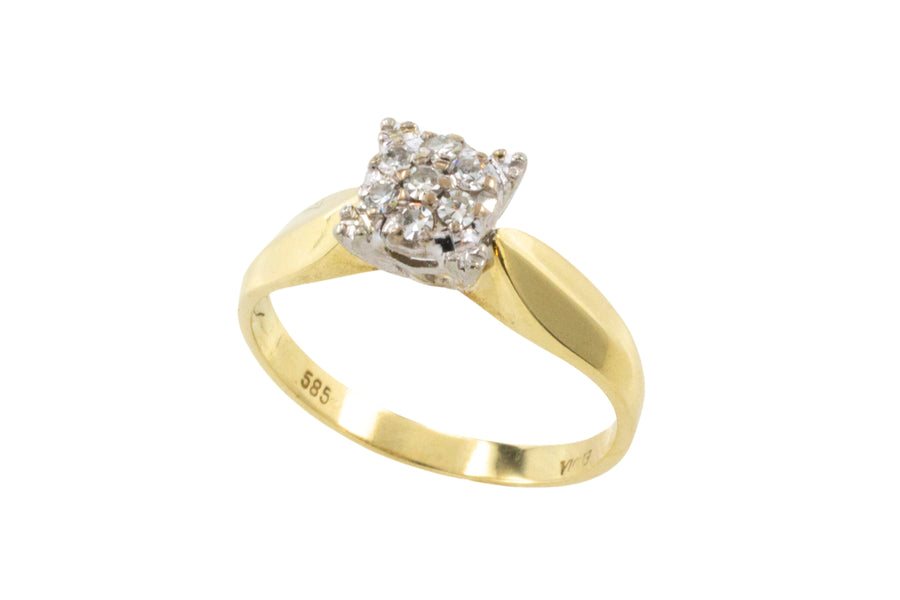 14 carat gold solitaire style ring with diamonds-engagement rings-The Antique Ring Shop