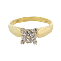 14 carat gold solitaire style ring with diamonds-engagement rings-The Antique Ring Shop