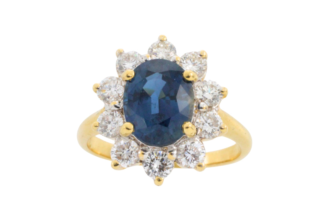 Vintage Sapphire and Diamond cluster-engagement rings-The Antique Ring Shop
