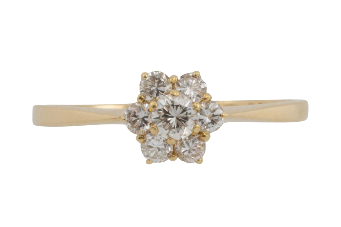 Vintage diamond cluster ring in 18 carat gold-engagement rings-The Antique Ring Shop