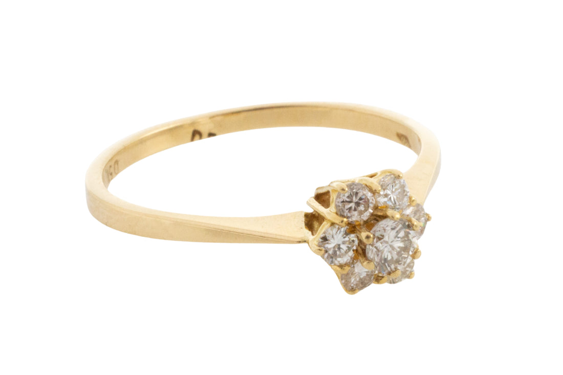 Vintage diamond cluster ring in 18 carat gold-engagement rings-The Antique Ring Shop