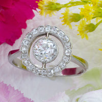 Platinum target ring with old cut diamonds-engagement rings-The Antique Ring Shop