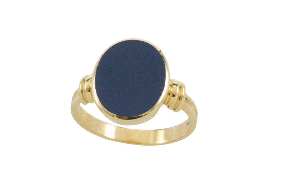 Layered agate over onyx signet ring-gents rings-The Antique Ring Shop