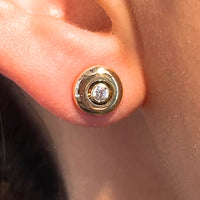 Diamond button studs in 14 carat gold-Earrings-The Antique Ring Shop