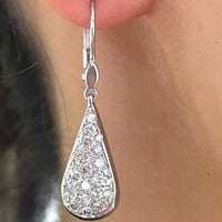 White gold pendant earrings with diamonds-Earrings-The Antique Ring Shop