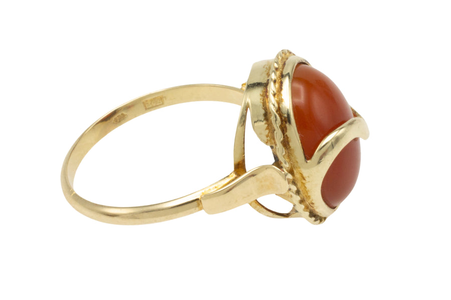 Cabochon carnelian ring in 14 carat gold-Vintage Rings-The Antique Ring Shop