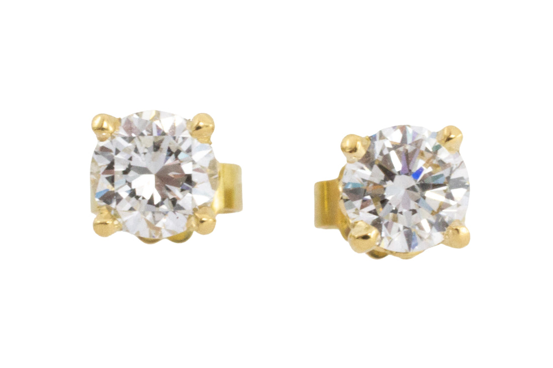 Brilliant cut diamond studs in 18 carat gold-Earrings-The Antique Ring Shop