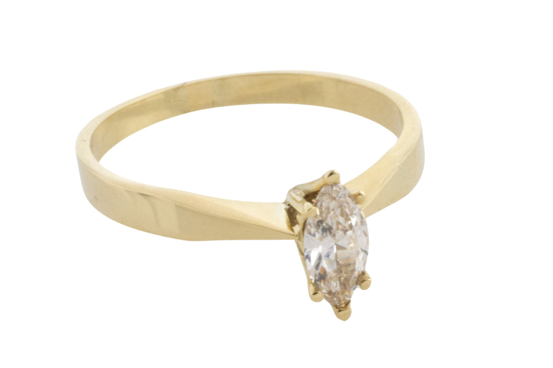 Vintage marquise diamond solitaire ring-engagement rings-The Antique Ring Shop