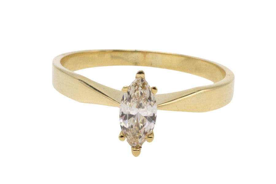 Vintage marquise diamond solitaire ring-engagement rings-The Antique Ring Shop