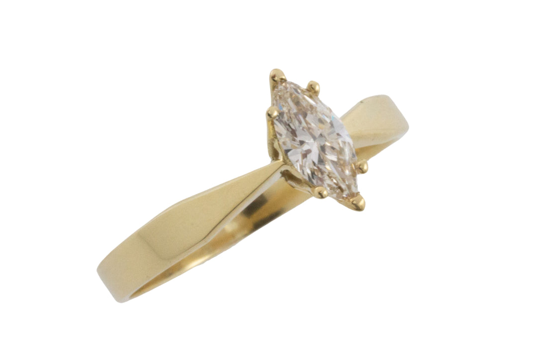 Vintage marquise diamond solitaire ring-engagement rings-The Antique Ring Shop