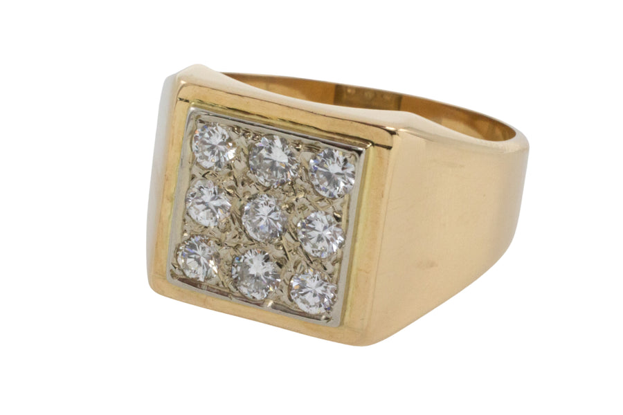 Diamond signet ring in 18 carat gold-gents rings-The Antique Ring Shop