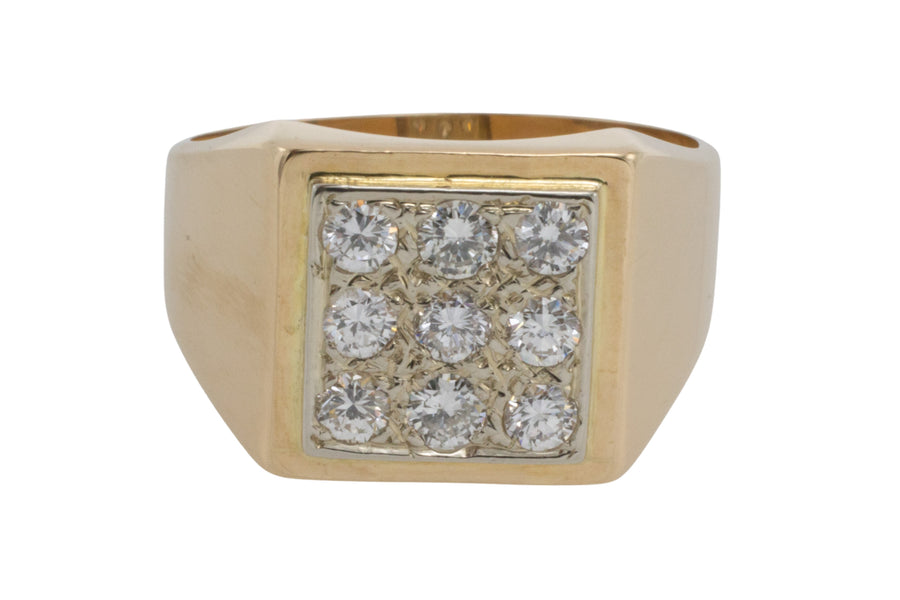 Diamond signet ring in 18 carat gold-gents rings-The Antique Ring Shop