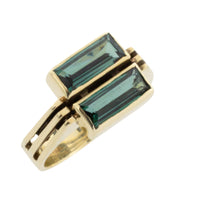 Double tourmaline ring in 14 carat gold-Vintage Rings-The Antique Ring Shop