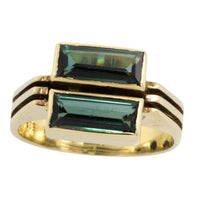 Double tourmaline ring in 14 carat gold-Vintage Rings-The Antique Ring Shop