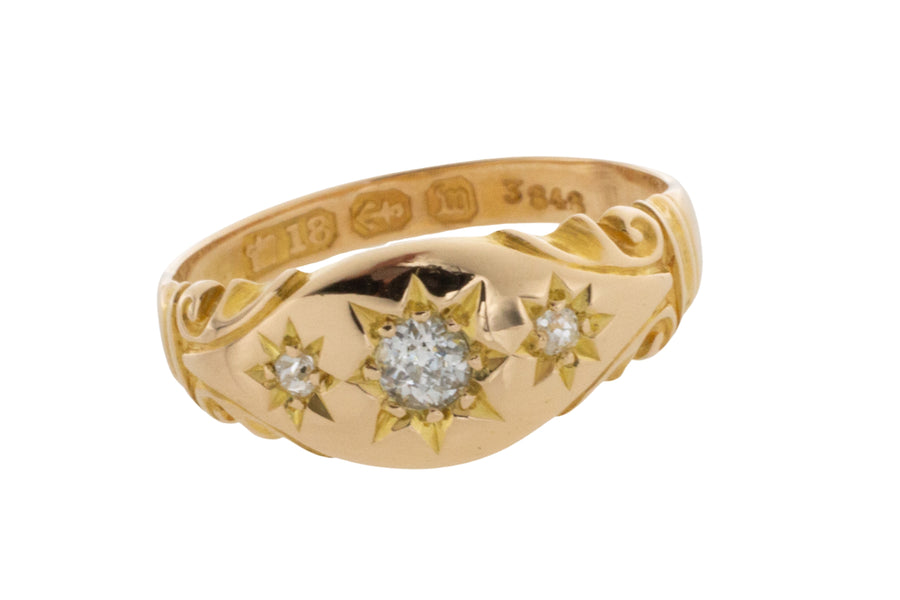 Victorian diamond gypsy ring from 1896-Antique rings-The Antique Ring Shop