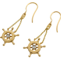 Ships wheel diamond earrings-Earrings-The Antique Ring Shop