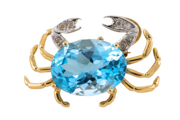 Crab brooch with topaz and diamonds