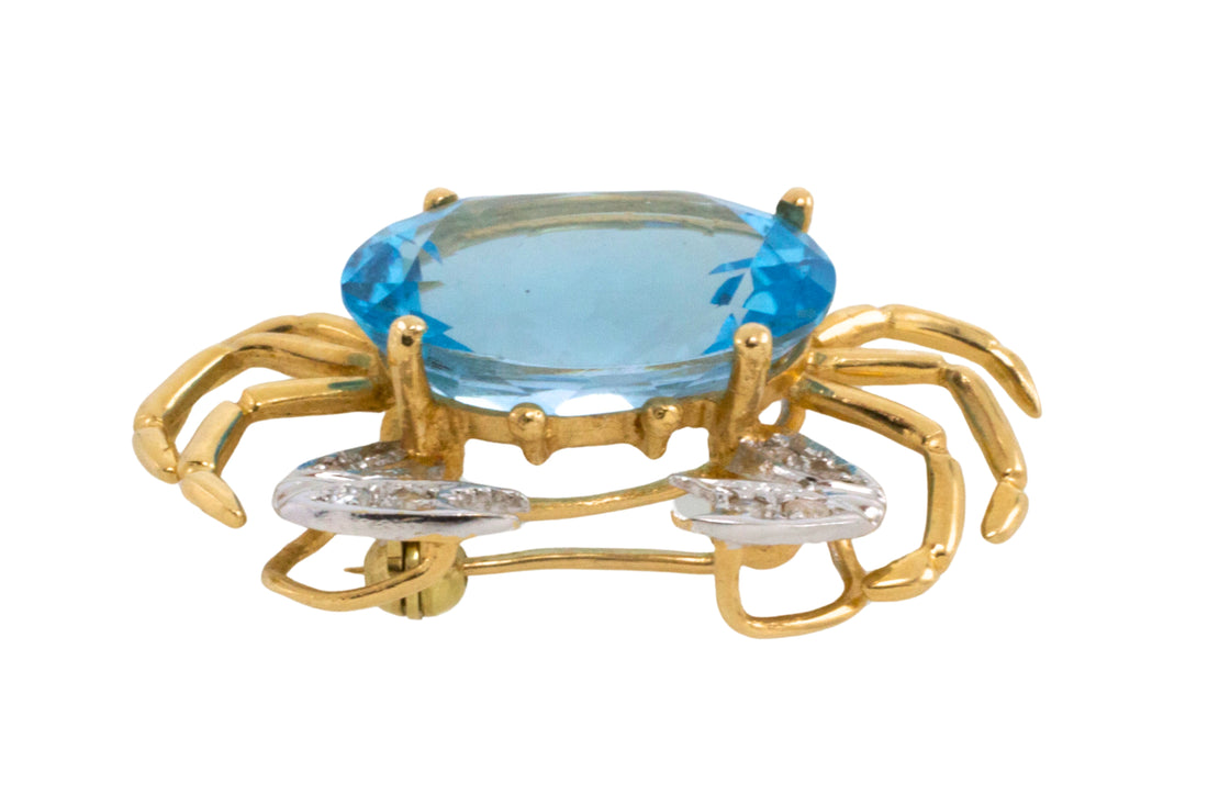 Crab brooch with topaz and diamonds