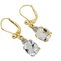 Aquamarine and diamond earrings in 14 carat gold-Earrings-The Antique Ring Shop