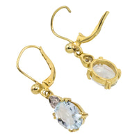 Aquamarine and diamond earrings in 14 carat gold-Earrings-The Antique Ring Shop