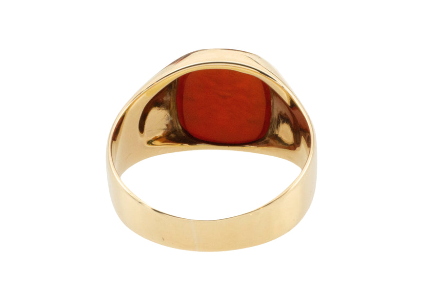 Vintage carnelian intaglio signet ring-gents rings-The Antique Ring Shop