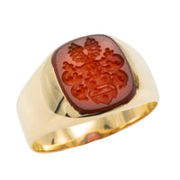 Vintage carnelian intaglio signet ring-gents rings-The Antique Ring Shop